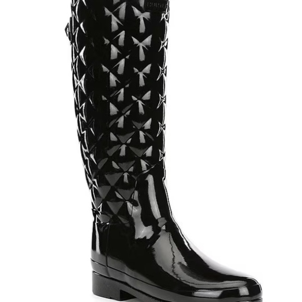 Hunter Black Glossy Quilted Women's Boots